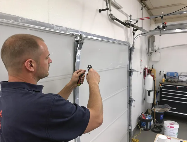 Before and after garage door dent repair by Miami Beach Garage Door Repair in Miami Beach