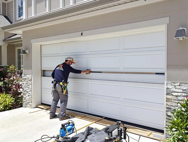 Miami Beach Garage Door Repair team performing complete garage door replacement at Miami Beach residence